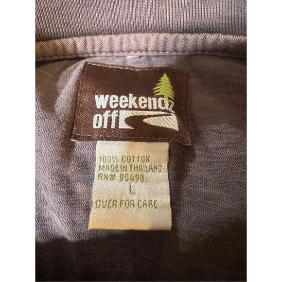 Weekendz off Men's short sleeve brown henley slub tee t-shirt L - Picture 6 of 6